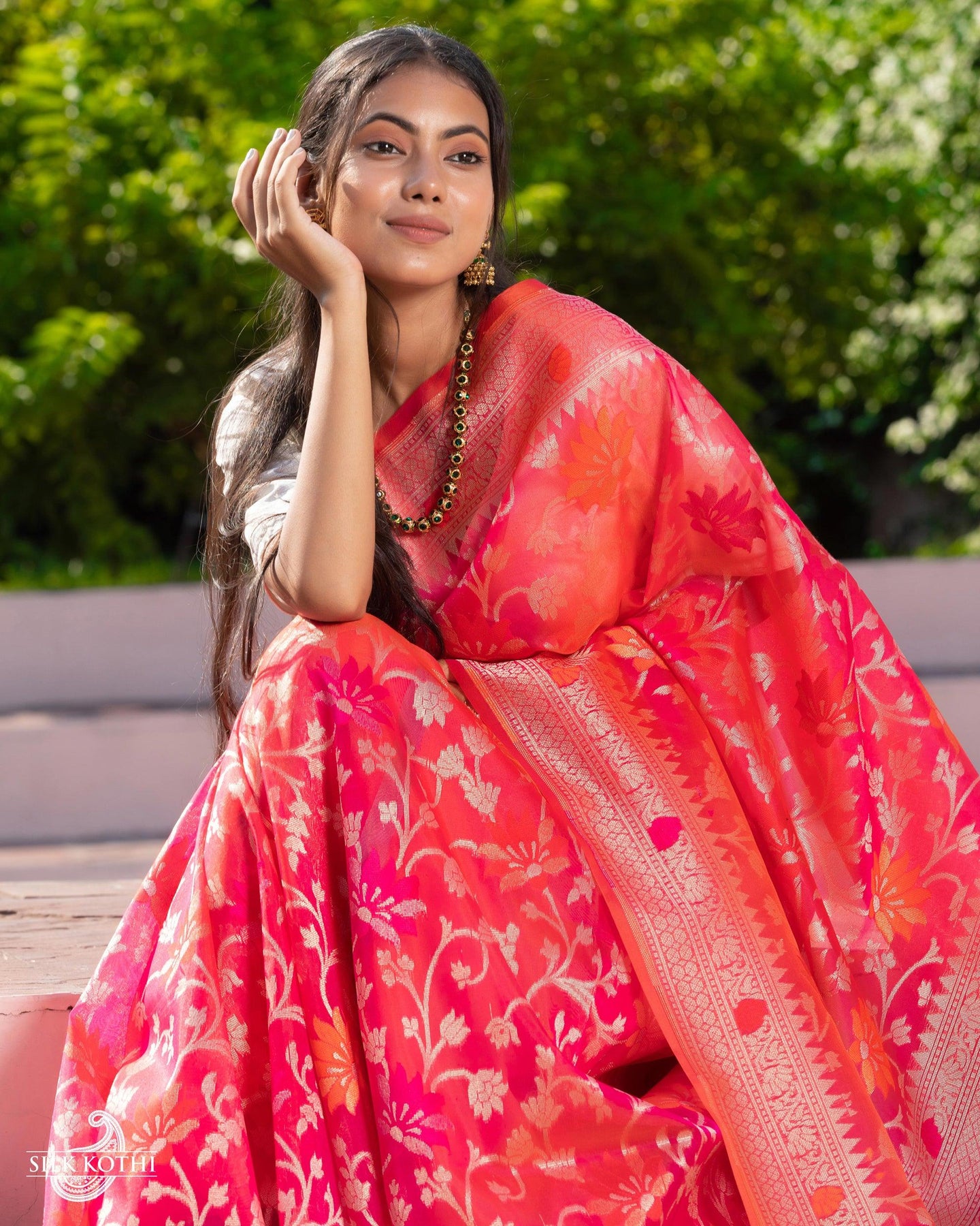 Party Wear Border Soft Organza Saree, With blouse piece, 6.30